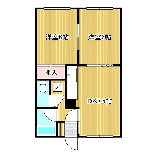 花園ハイツ 205｜北海道北見市美芳町１０丁目(賃貸アパート2DK・2階・41.31㎡)の写真 その2