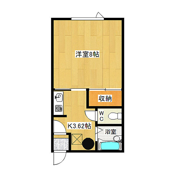北村マンション 2-E｜北海道北見市小泉(賃貸アパート1K・2階・24.30㎡)の写真 その2