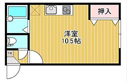リバティとん田 4階ワンルームの間取り