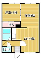マンションわらべ 2DKの間取図画像