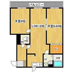 小町川LIVE 3階2LDKの間取り