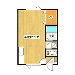 メゾン花園 1階ワンルームの間取り