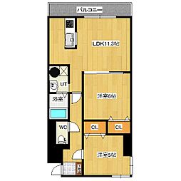 ソシオ山下通り 7階2LDKの間取り