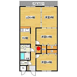 フェイマスKITAMI　2番館 5階3LDKの間取り