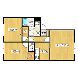 マロン 2階2LDKの間取り