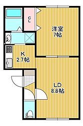 リバティ美芳 4階1LDKの間取り