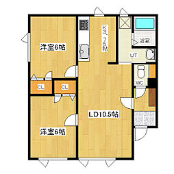 ルクソール 1階2LDKの間取り