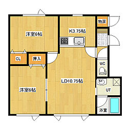 高柳ハイツI 1階2LDKの間取り
