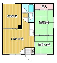 第2コーポ野尻 3LDKの間取図画像