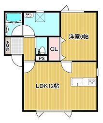 グランデル3 2階1LDKの間取り