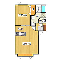 プランタン 1階1LDKの間取り