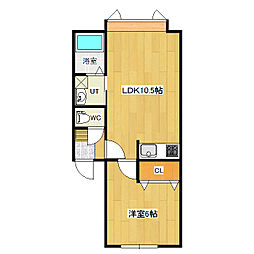 アラモードII 1階1LDKの間取り