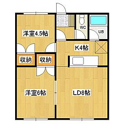 美山ハイツ 2LDKの間取図画像