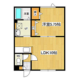 コーポ凌2 1LDKの間取図画像
