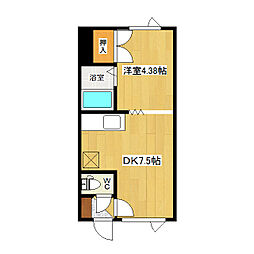 吉野ハイツ3 1DKの間取図画像
