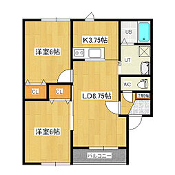 メゾン美山 2LDKの間取図画像