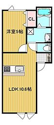 ルミナーレ三輪 1LDKの間取図画像