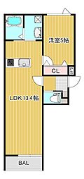 Vert.bonheur 1LDKの間取図画像