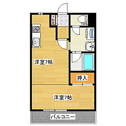 コーポカワハラ 1DKの間取図画像