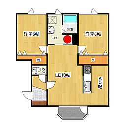 ハイツアウル 2LDKの間取図画像