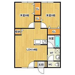 アプレーリ 2LDKの間取図画像