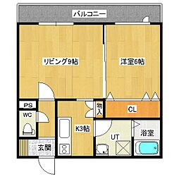シャイニングラピュタ 1LDKの間取図画像