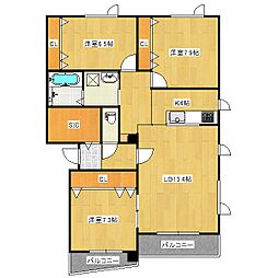 コーポ魁05 3LDKの間取図画像