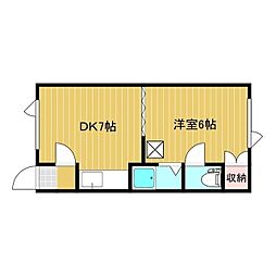 コーポソレイユ 1DKの間取図画像