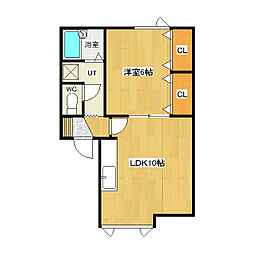 プリーゼント三楽 1LDKの間取図画像