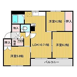 クラージュ春光1 3LDKの間取図画像