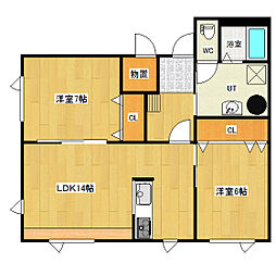 マンション 2LDKの間取図画像