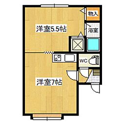 ハートフル常盤 1DKの間取図画像