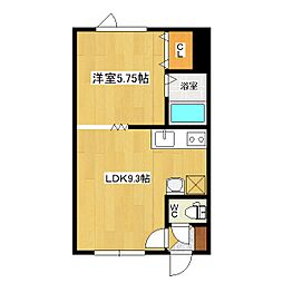 パープルハイツ 1LDKの間取図画像