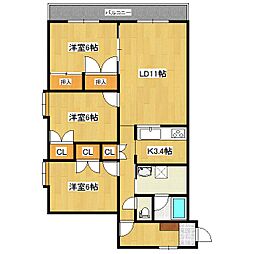 グリーンヴィレッジ 3LDKの間取図画像