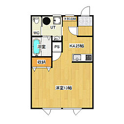 プランドール千 1Kの間取図画像