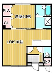 ルポザント三輪 1LDKの間取図画像
