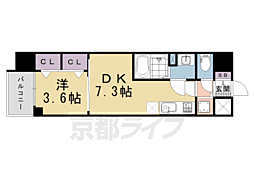 ベラジオレガシー葛野大路八条 1DKの間取図画像