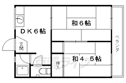 ガーデンハイツ安井 2DKの間取図画像