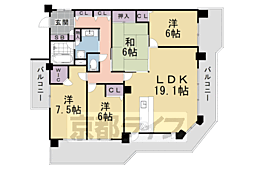 パデシオン山科夢ケ丘 4LDKの間取図画像