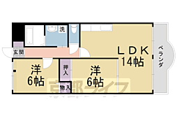 デルニエ向日町 2LDKの間取図画像