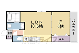 Noah山科椥辻 1LDKの間取図画像