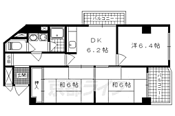 プルーリオン勧修寺 3DKの間取図画像