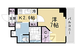 プレコート上鳥羽 1Kの間取図画像