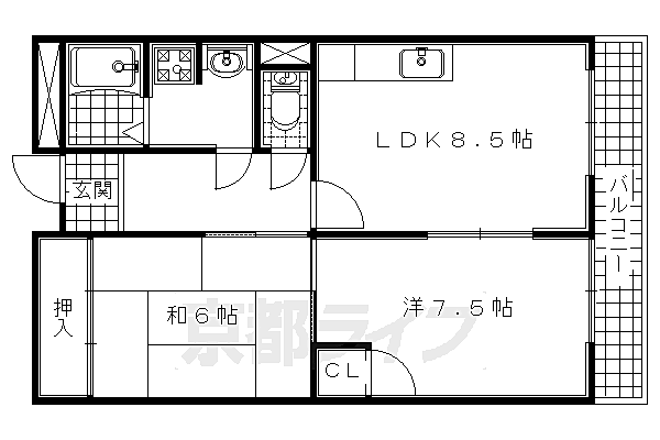 壱番館 107｜京都府宇治市五ヶ庄一番割(賃貸マンション2LDK・1階・54.28㎡)の写真 その2