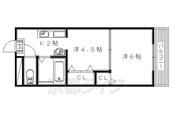 べレール岡山手 104｜大阪府枚方市岡山手町(賃貸アパート2K・2階・30.69㎡)の写真 その2