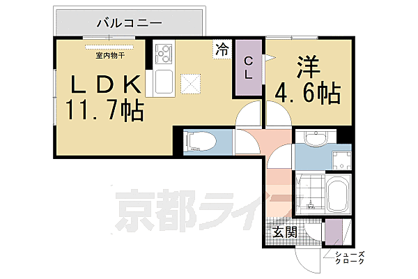 ハーミットクラブ 102｜京都府城陽市市辺(賃貸アパート1LDK・1階・41.04㎡)の写真 その2