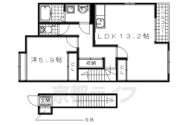 ピュアティハイム 203｜京都府木津川市吐師(賃貸アパート1LDK・2階・52.73㎡)の写真 その2