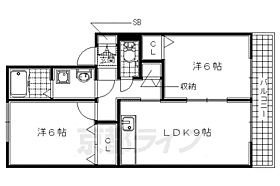 セジュールＭ ？101 ｜ 京都府城陽市枇杷庄大堀（賃貸アパート2LDK・1階・50.42㎡） その2