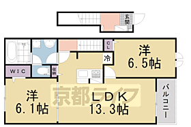 メゾン　ラフィーネII 201 ｜ 京都府木津川市加茂町里中門伝（賃貸アパート2LDK・2階・59.58㎡） その2