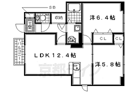 ハッピーストーリー 102 ｜ 京都府木津川市城山台1丁目（賃貸アパート2LDK・1階・56.83㎡） その2